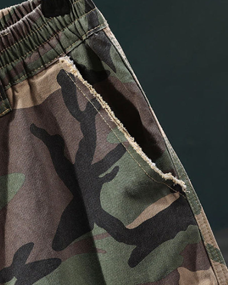 🔥 Herrer Shorts Cargo Kamuflasje Med Nagler
