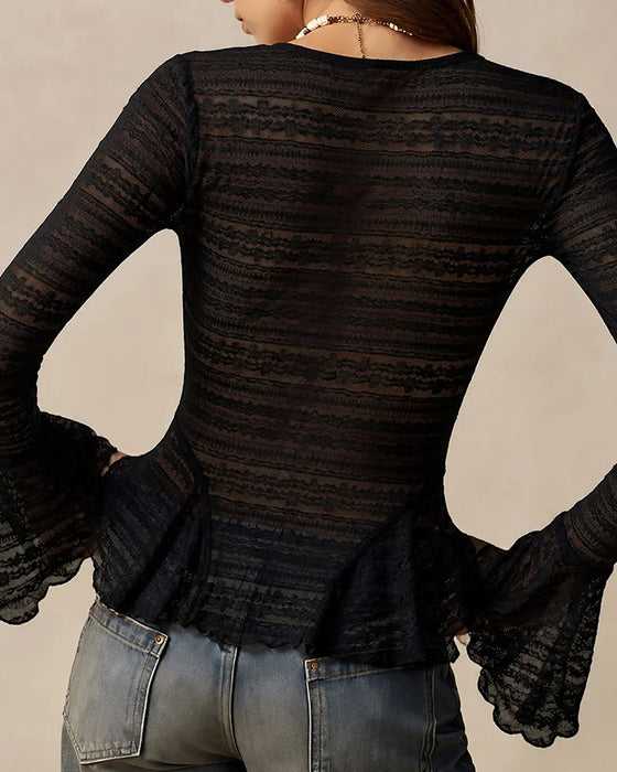 Bluse V-hals Knipling Panelt Trumpeterm