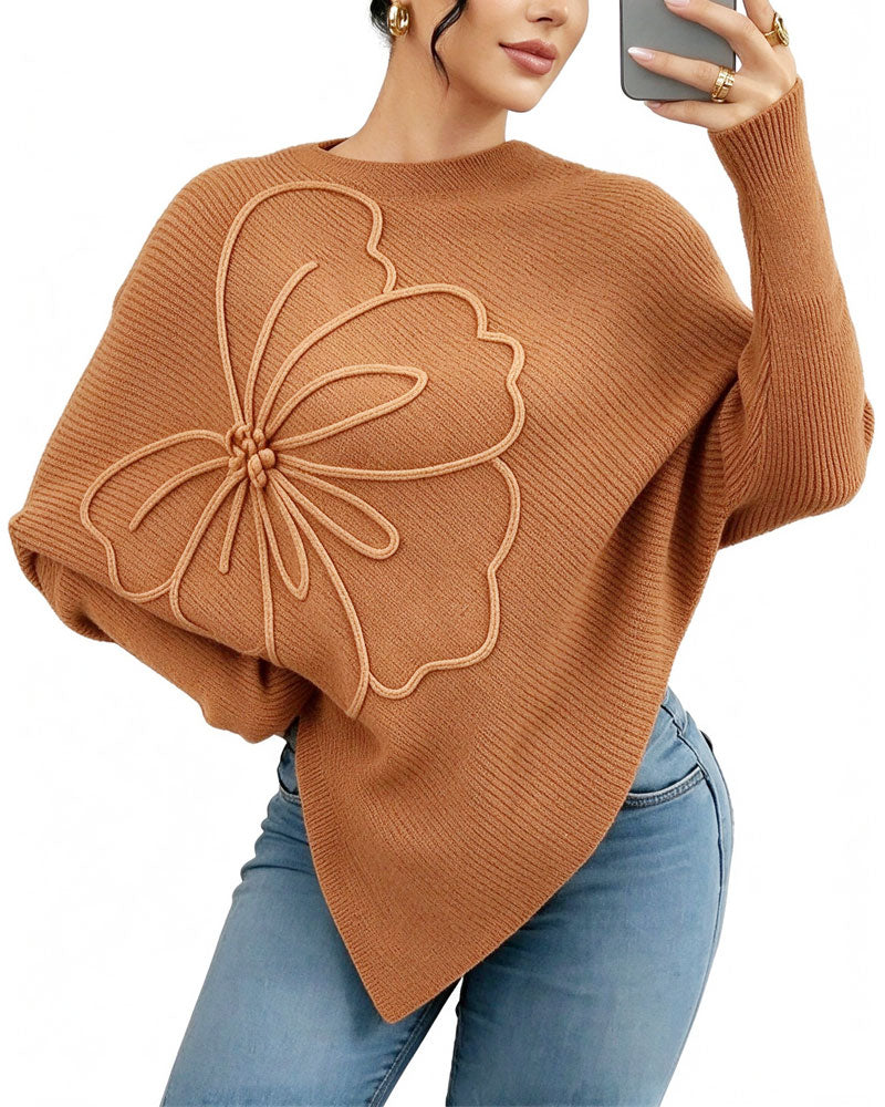 Pullover Stilig Blomstret Uregelmessig