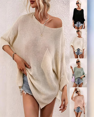 Pullover Ensfarget Med Lomme