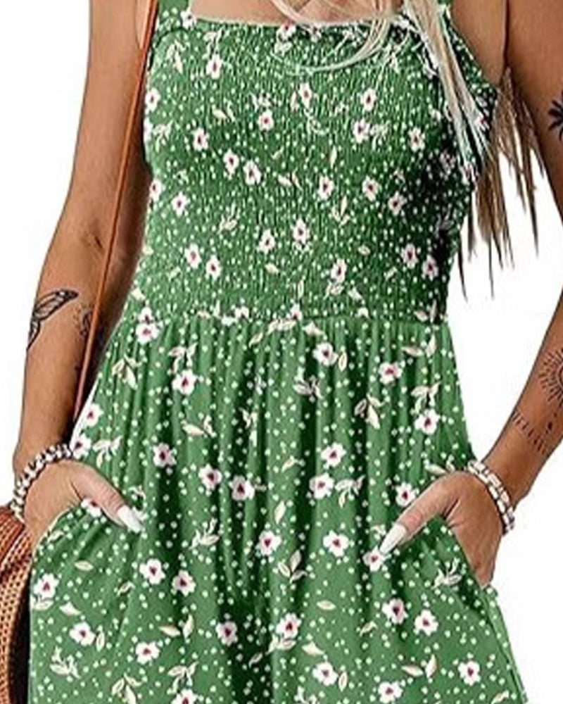 Jumpsuit blomstret avslappet stroppshortser