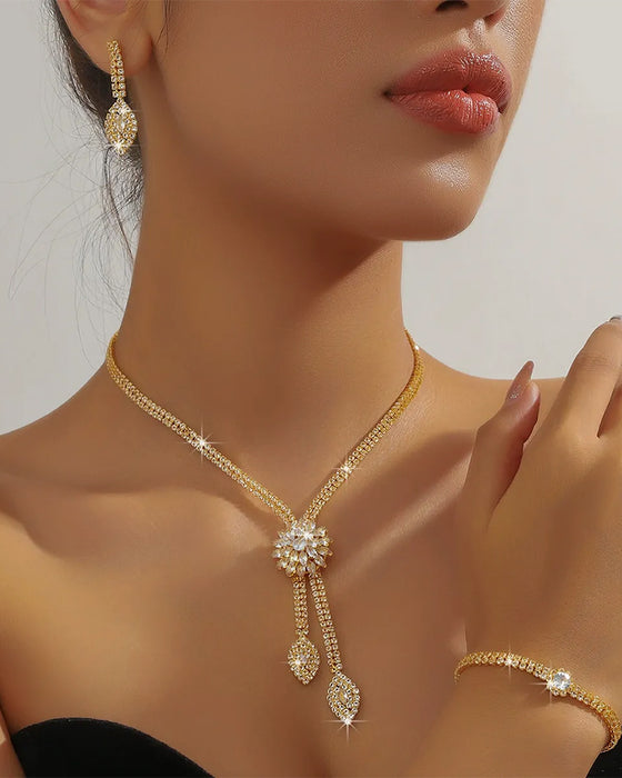🌼✨ Dames Smykkesett Med Zirkonia Blomst