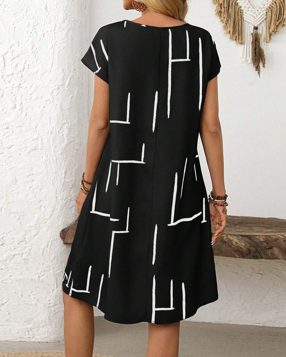 Kjole Dame Sommer Casual Trykk Rund Hals