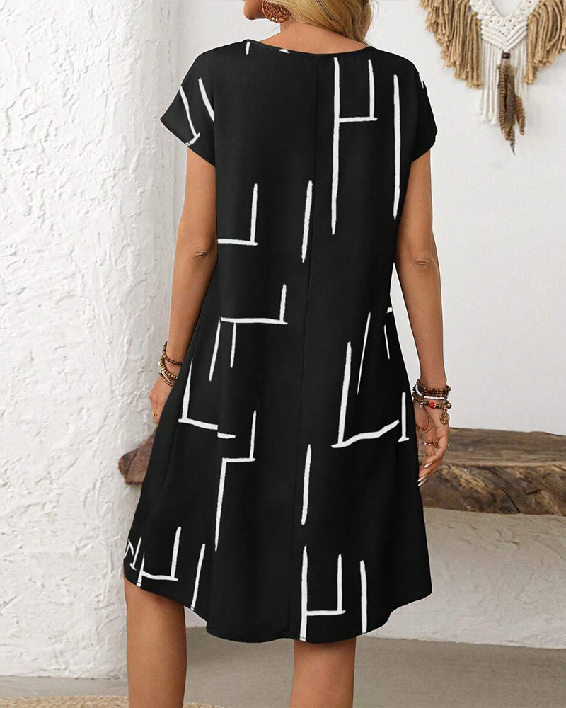 Kjole Dame Sommer Casual Trykk Rund Hals