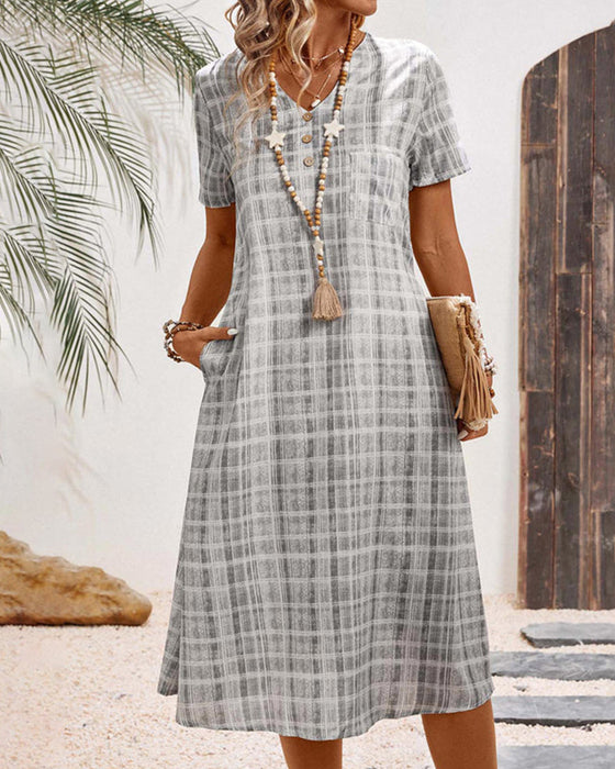 Kjole Kortermet Rutete Uformell