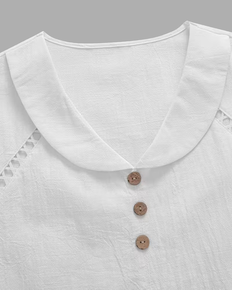 Bluse Utklipp Peter Pan-Krage Kort Erm