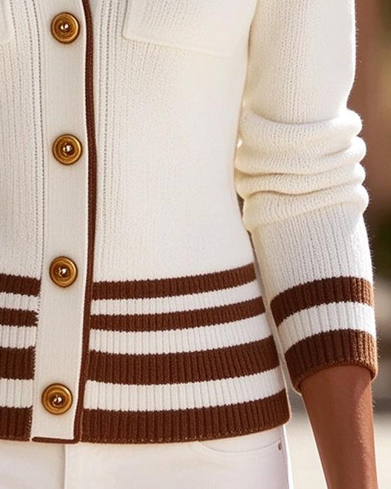 Cardigan Slag Knapp Stripe