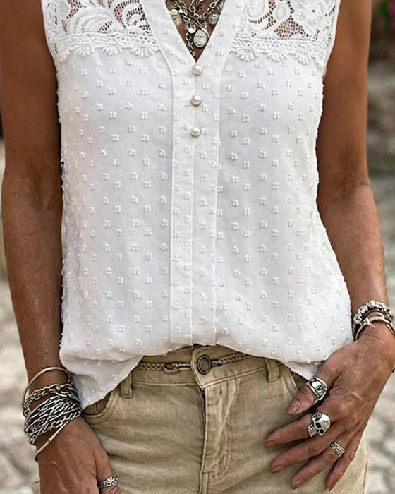 Tank Top Blonde Jacquard Ermeløs