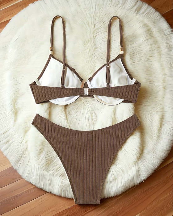 Bikini Ribbet Rynket Solid