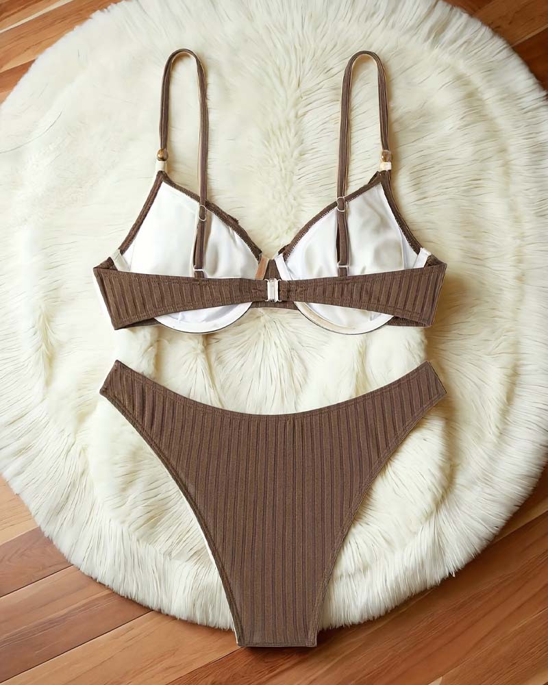 Bikini Ribbet Rynket Solid