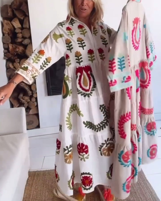 Kjole Blomstret Grafisk Trykk