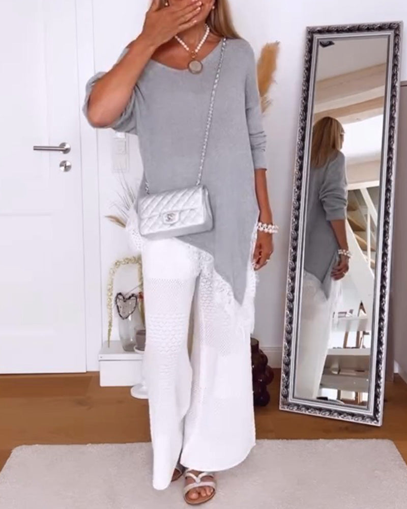 Pullover Off-Shoulder Fald Uregelmessig
