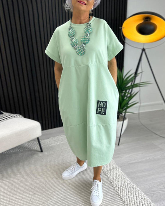 Kjole Kort Erme Uformell Rett Lomme