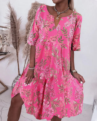 Skiftkjole med blomstertrykk