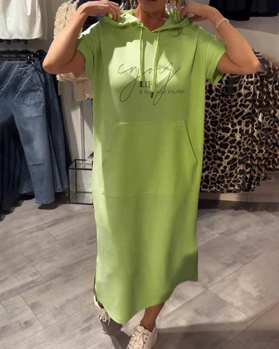 Kjole Med Hette Casual Snøring