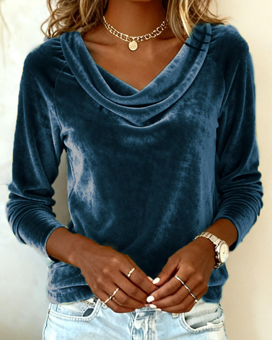 Langermet Topp I Fløyel I Helfarge