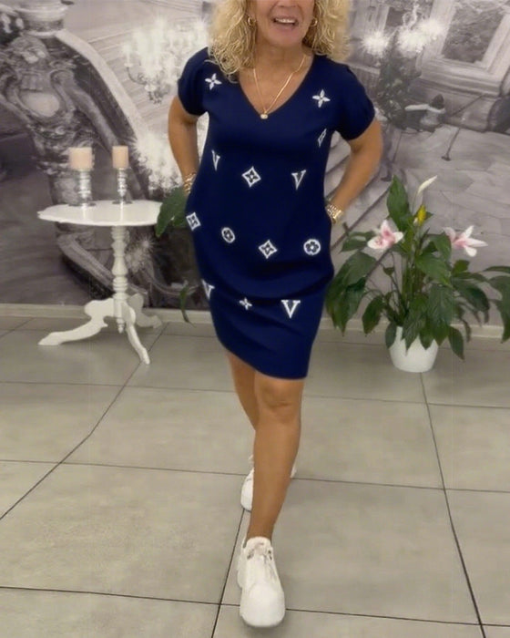 Kjole Mote V-Hals Kortermet