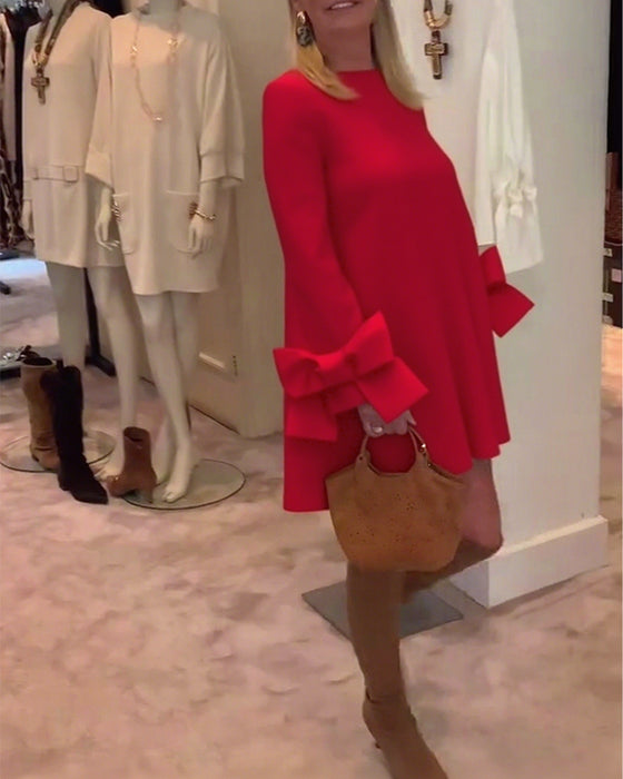 Kjole Modig Rund Hals Sløyfe Erm