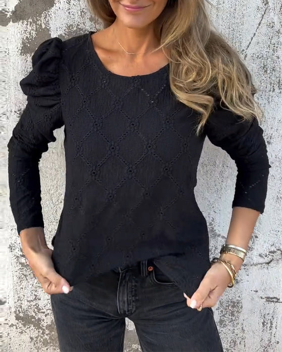 Bluse Med Puffermer Og Cutout