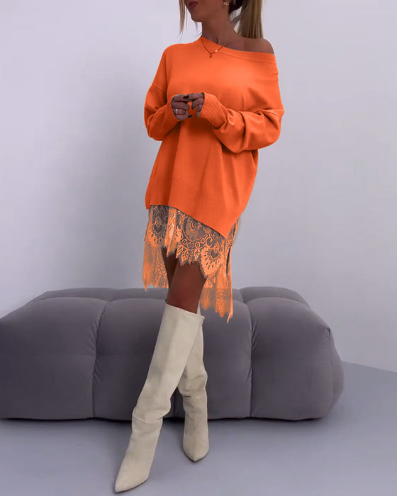 Ensfarget off-shoulder genser med smal passform