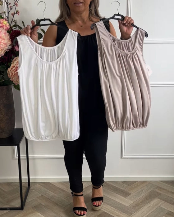 Topp Uten Ermer Ensfarget Foldet