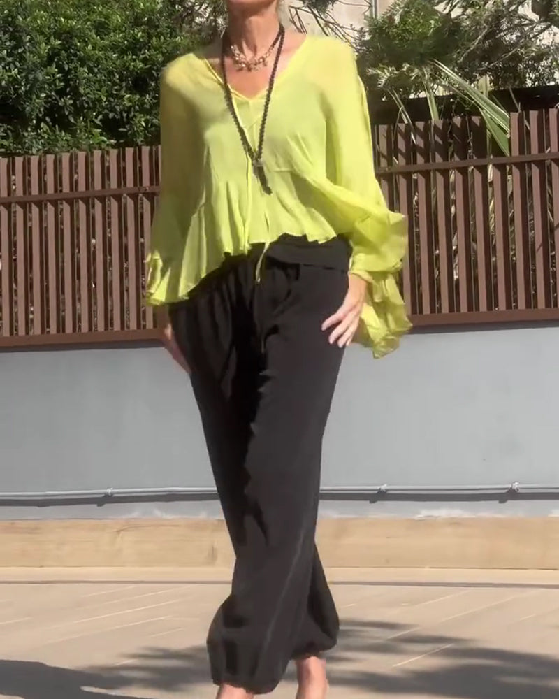 Bluse Ruffle Flagermuserm Flagermuserm