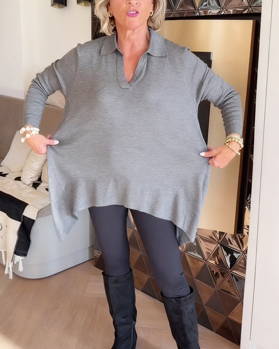 Uregelmessig Krage Langermet Topp