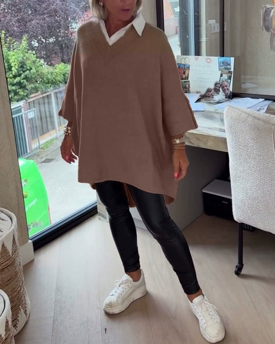 Genser Med V-Hals, Knappet Og Asymmetrisk Egenskaper