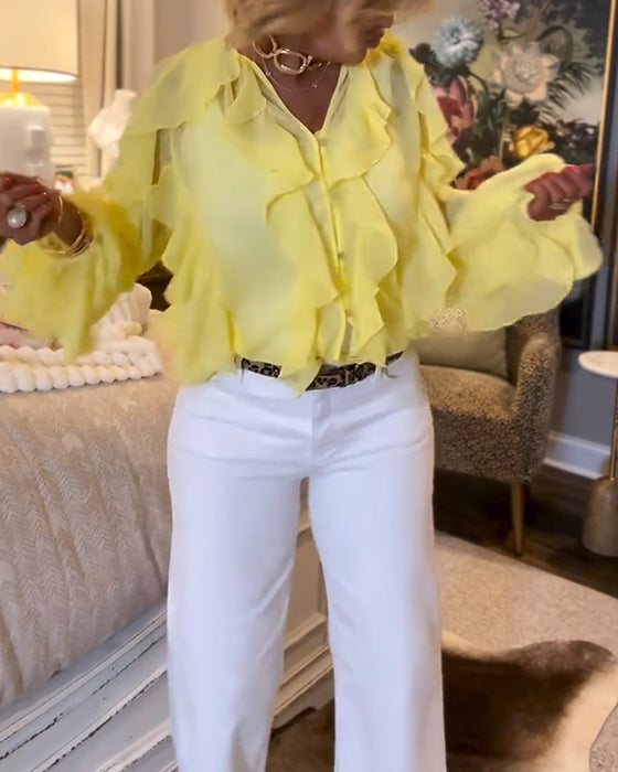 Rysjet, Luftig Skjorte I Ensfarget Design