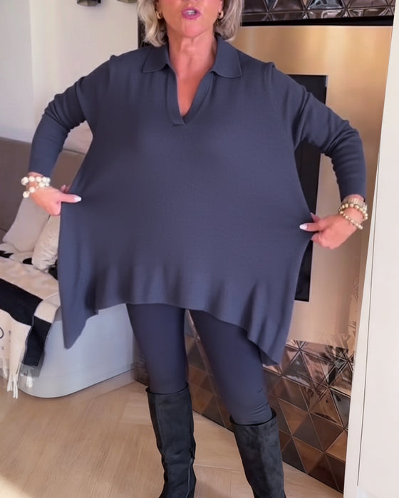 Uregelmessig Krage Langermet Topp