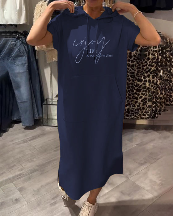 Kjole Med Hette Casual Snøring