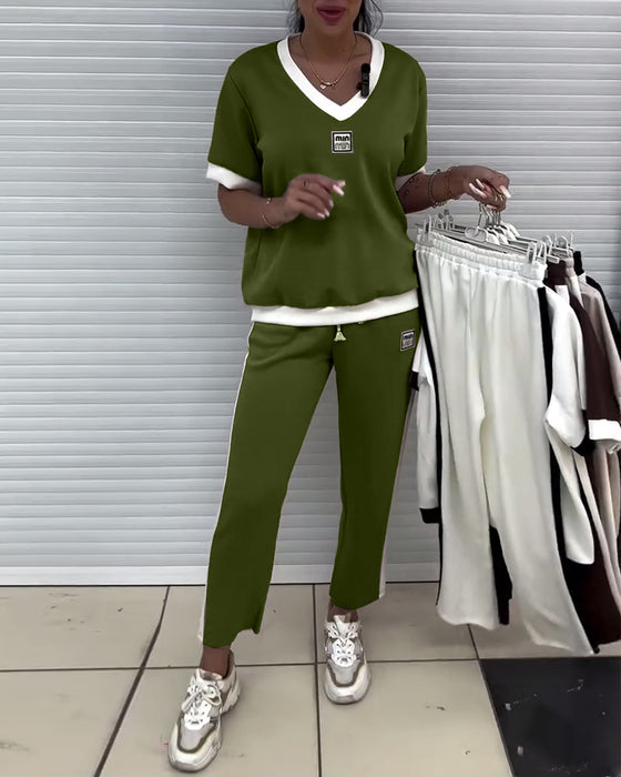 Dress Casual V-Hals Kontrastfarge Sport