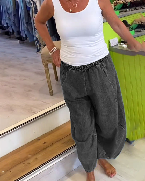 Jeans Med Elastisk Midje I Casual Stil