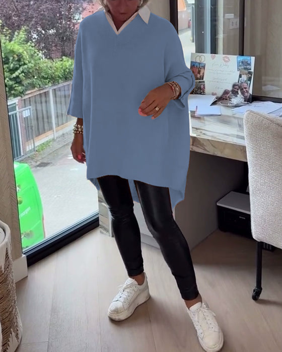 Genser Med V-Hals, Knappet Og Asymmetrisk Egenskaper