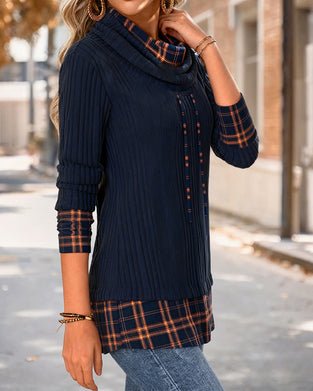 Moteriktig, Casual Topp Med Kontrastsøm