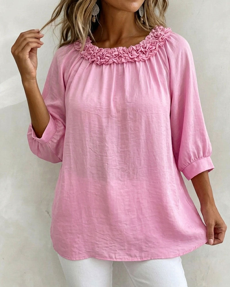 Bluse Kortermet Blomstert Løs
