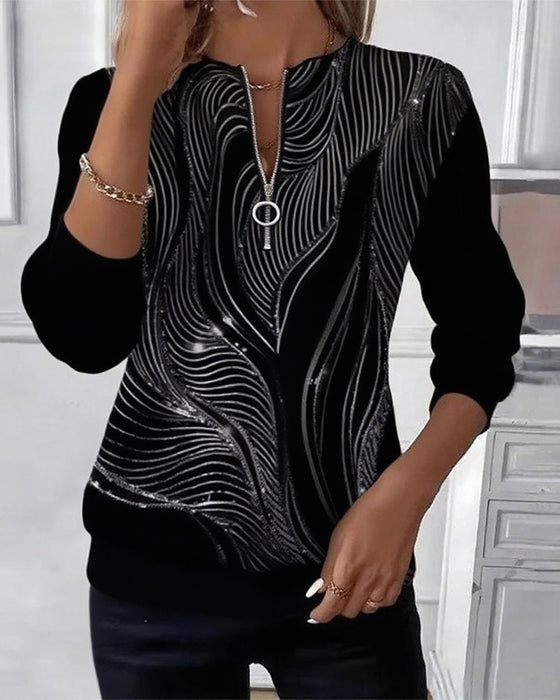 Genser med glidelås og avslappet trykk