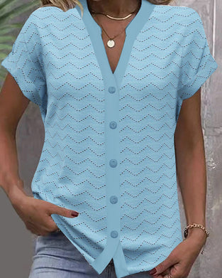 T-skjorte V-hals Hul Kortermet