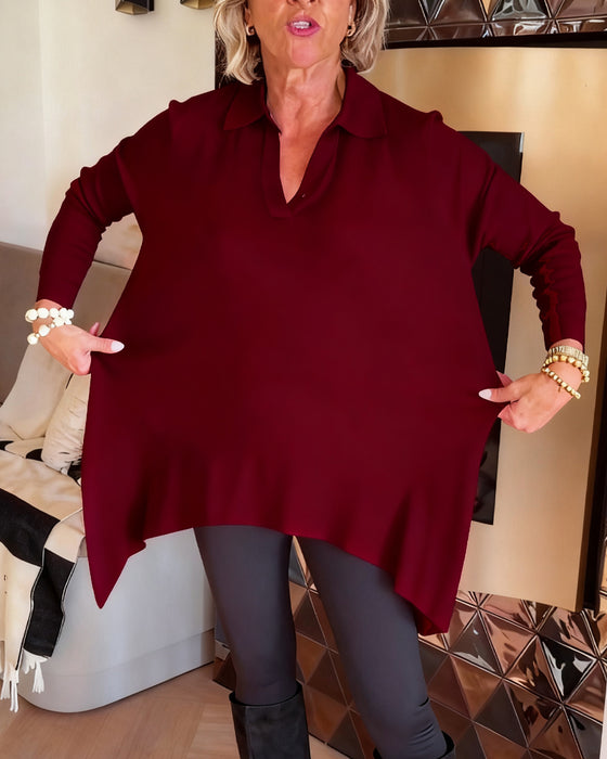 Uregelmessig Krage Langermet Topp