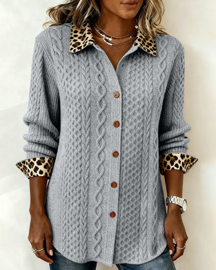 Skjorte Fargeblokk Leopardprint Langermet
