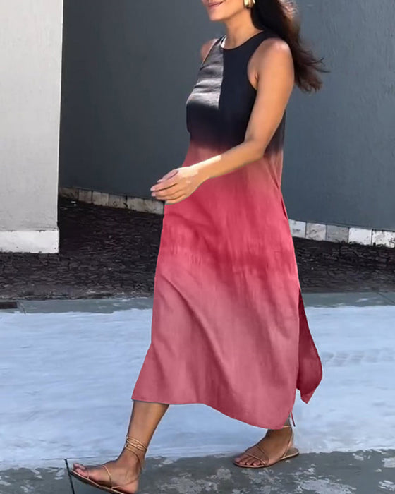 Kjole med ermeløs og gradient