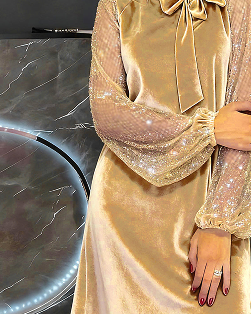 Elegant Kjole Med Lyktermer Og Lappverk