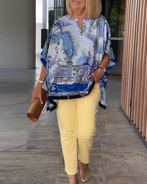 Bluse Flaggermusermet Trykk