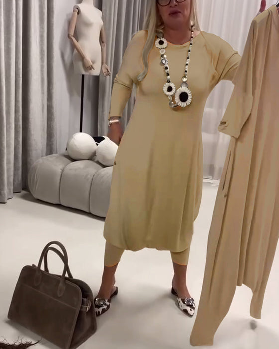 Jumpsuit Ensfarget Langermet Avslappet