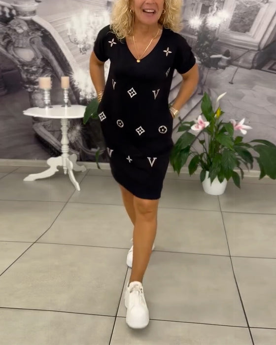 Kjole Mote V-Hals Kortermet