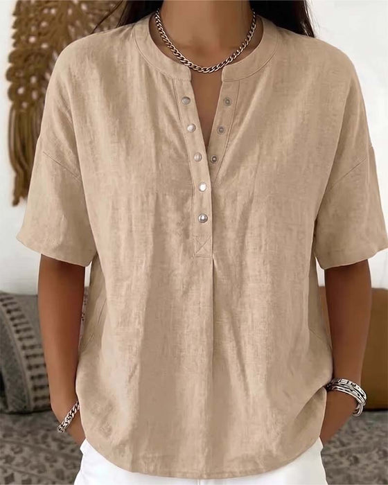 Bluse Solid Farge Casual Kort Erme