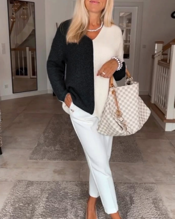 V-hals fargeblokkgenser