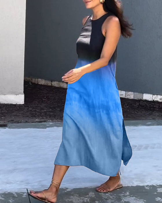 Kjole med ermeløs og gradient