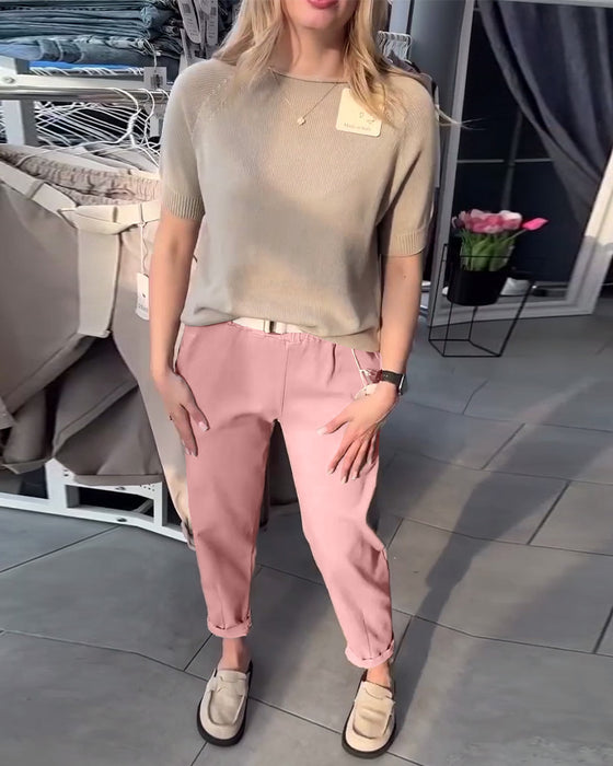 Bukser Ensfarget Casual Rett