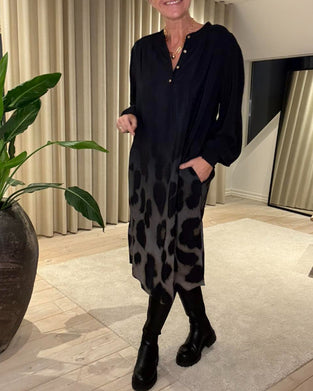 Kjole Langermet Løs Printed